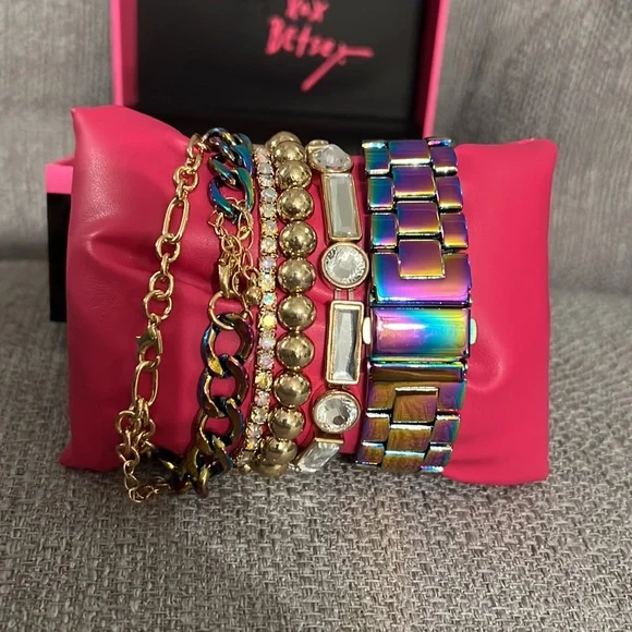 Betsey Johnson Oil Slick Watch and Bracelet Set - Picture 2 of 3